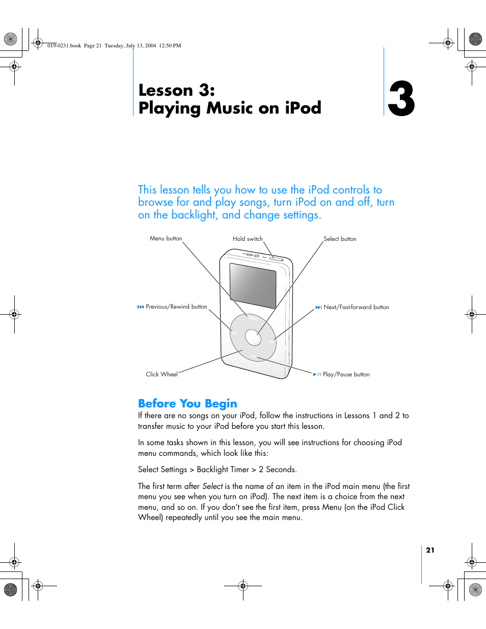 Lesson 3: playing music on ipod | Apple iPod+hp User Manual | Page 21 / 32
