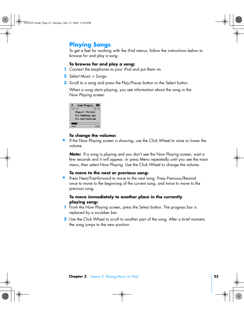 Playing songs | Apple iPod+hp User Manual | Page 23 / 32