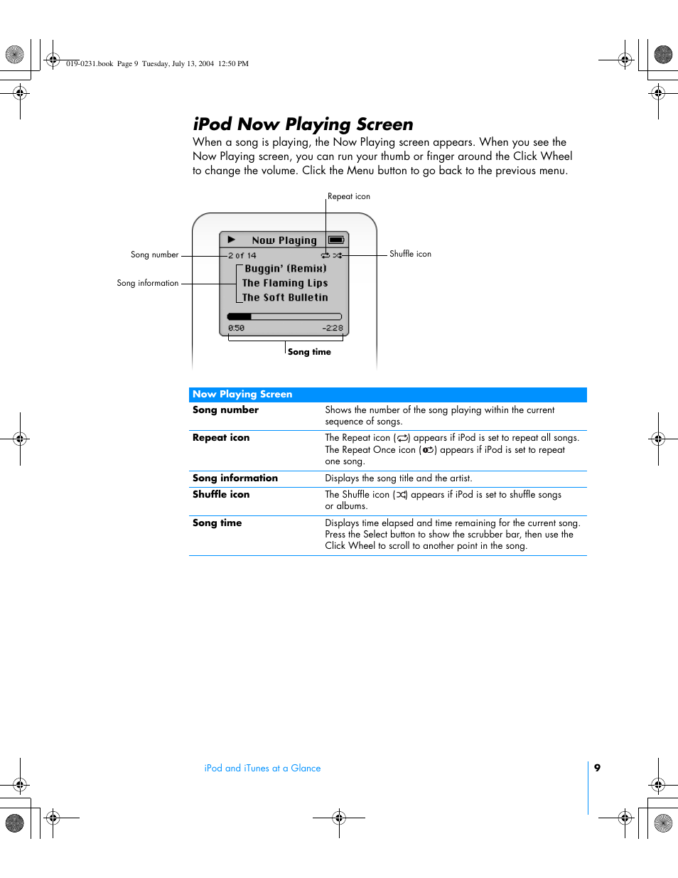 Ipod now playing screen | Apple iPod+hp User Manual | Page 9 / 32