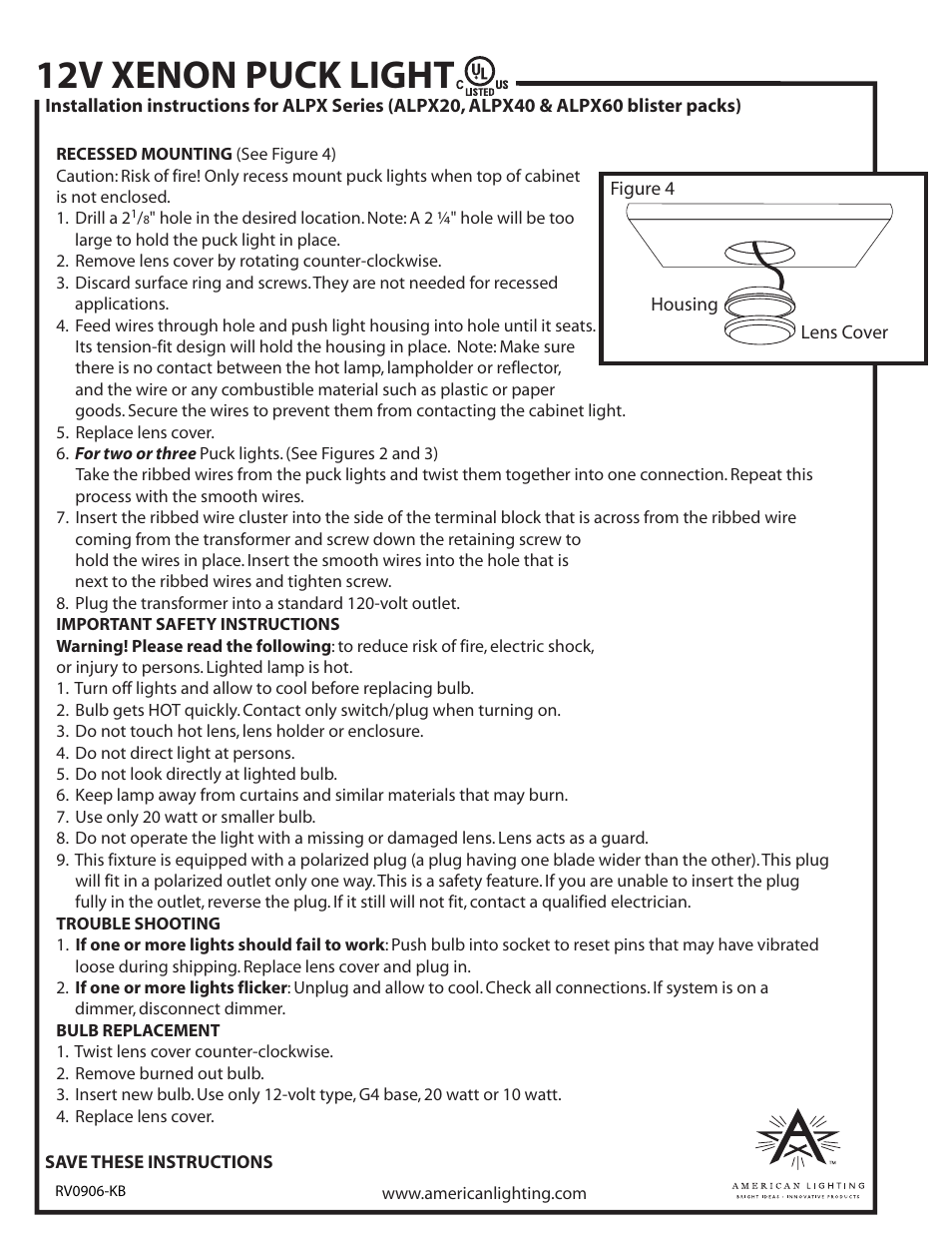 American Lighting ALPX Series User Manual | 2 pages