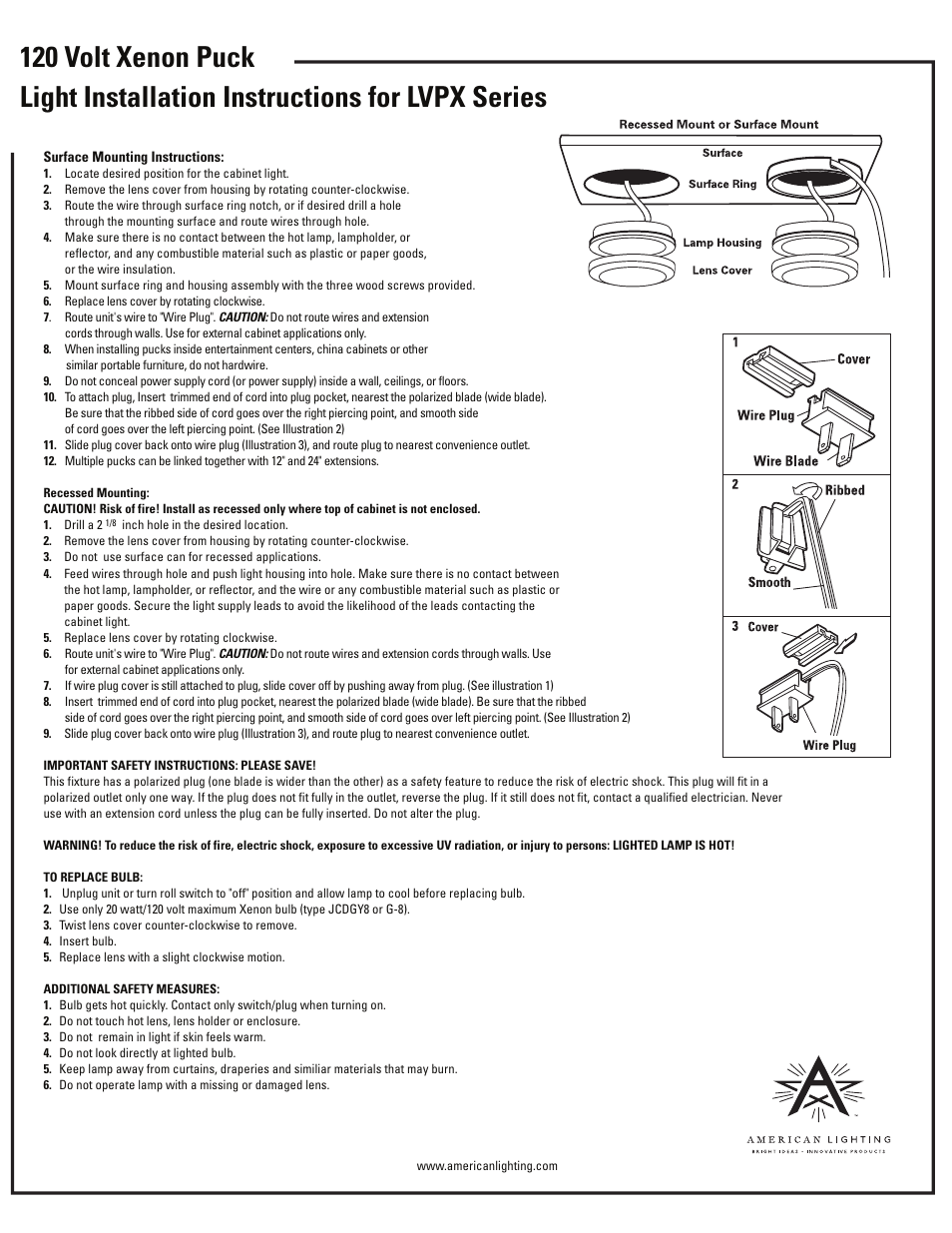 American Lighting LVPX Series User Manual | 1 page