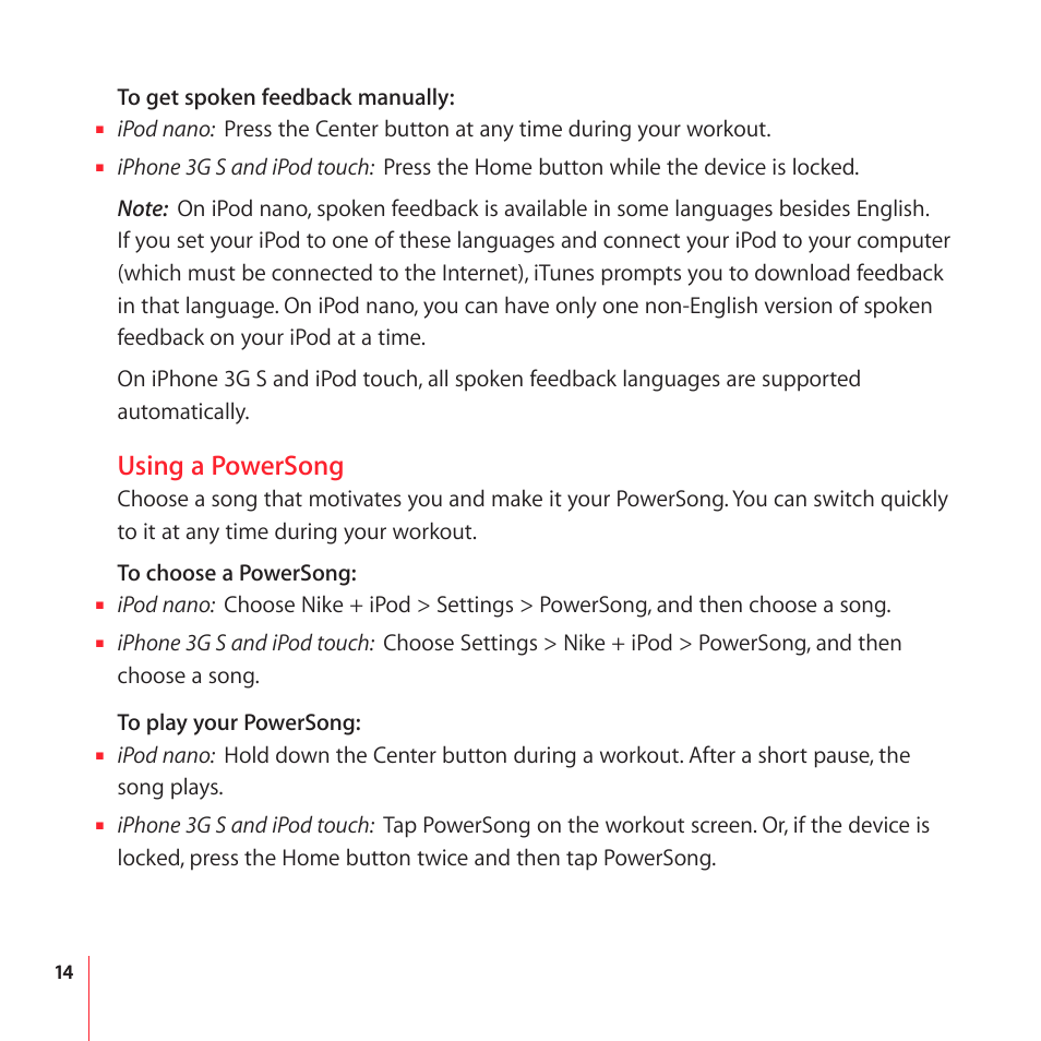 Using a powersong | Apple Nike + iPod User Manual | Page 14 / 100