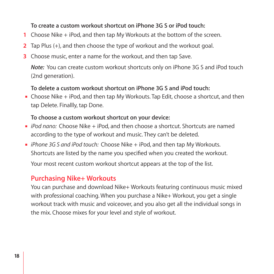 Purchasing nike+ workouts | Apple Nike + iPod User Manual | Page 18 / 100