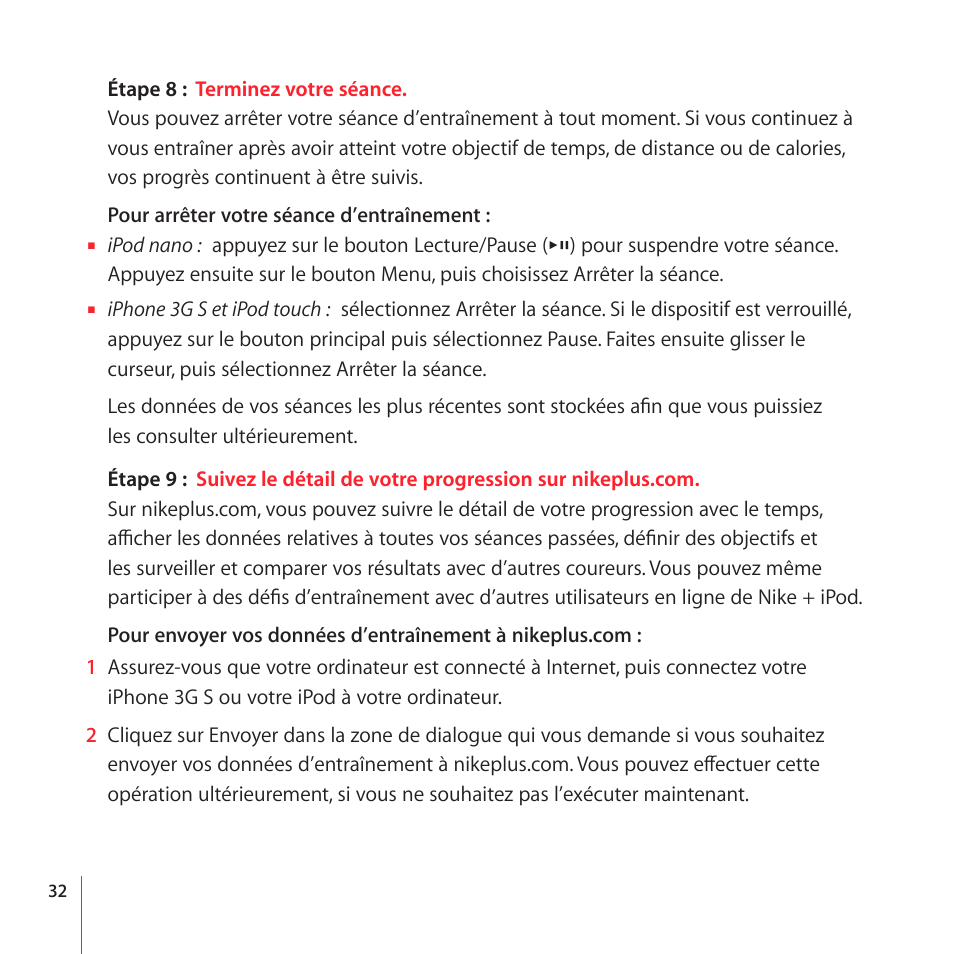 Using nike + ipod, Calibrating nike + ipod, 33 utilisation de nike + ipod 33 | Étalonnage de nike + ipod | Apple Nike + iPod User Manual | Page 32 / 100
