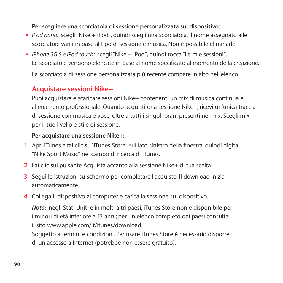 Acquistare sessioni nike | Apple Nike + iPod User Manual | Page 90 / 100