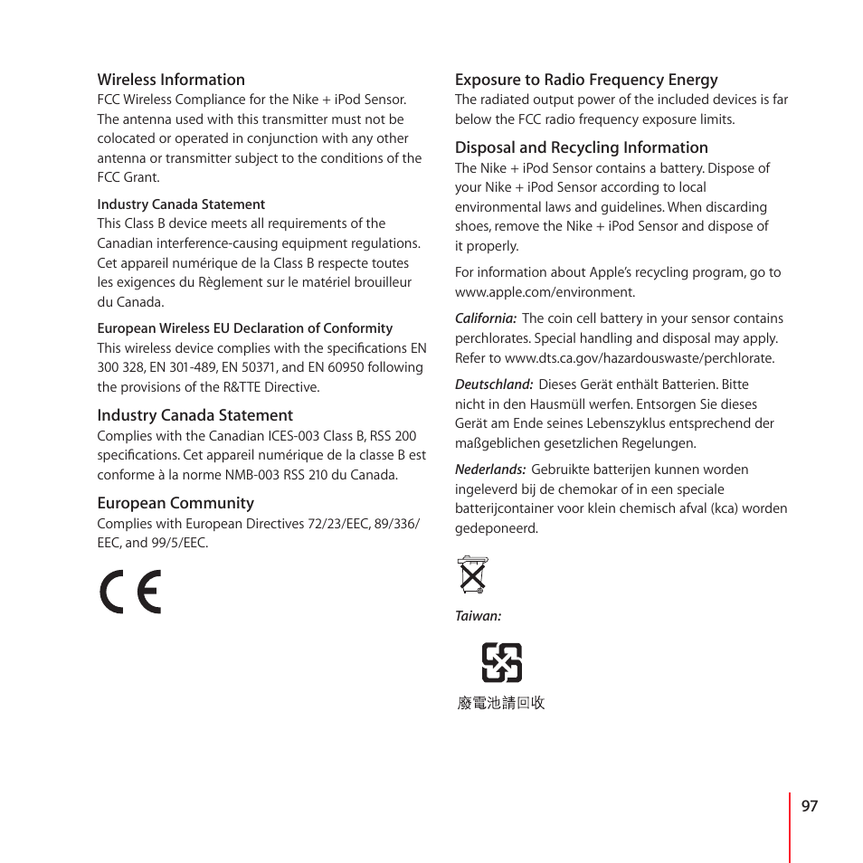 Apple Nike + iPod User Manual | Page 97 / 100