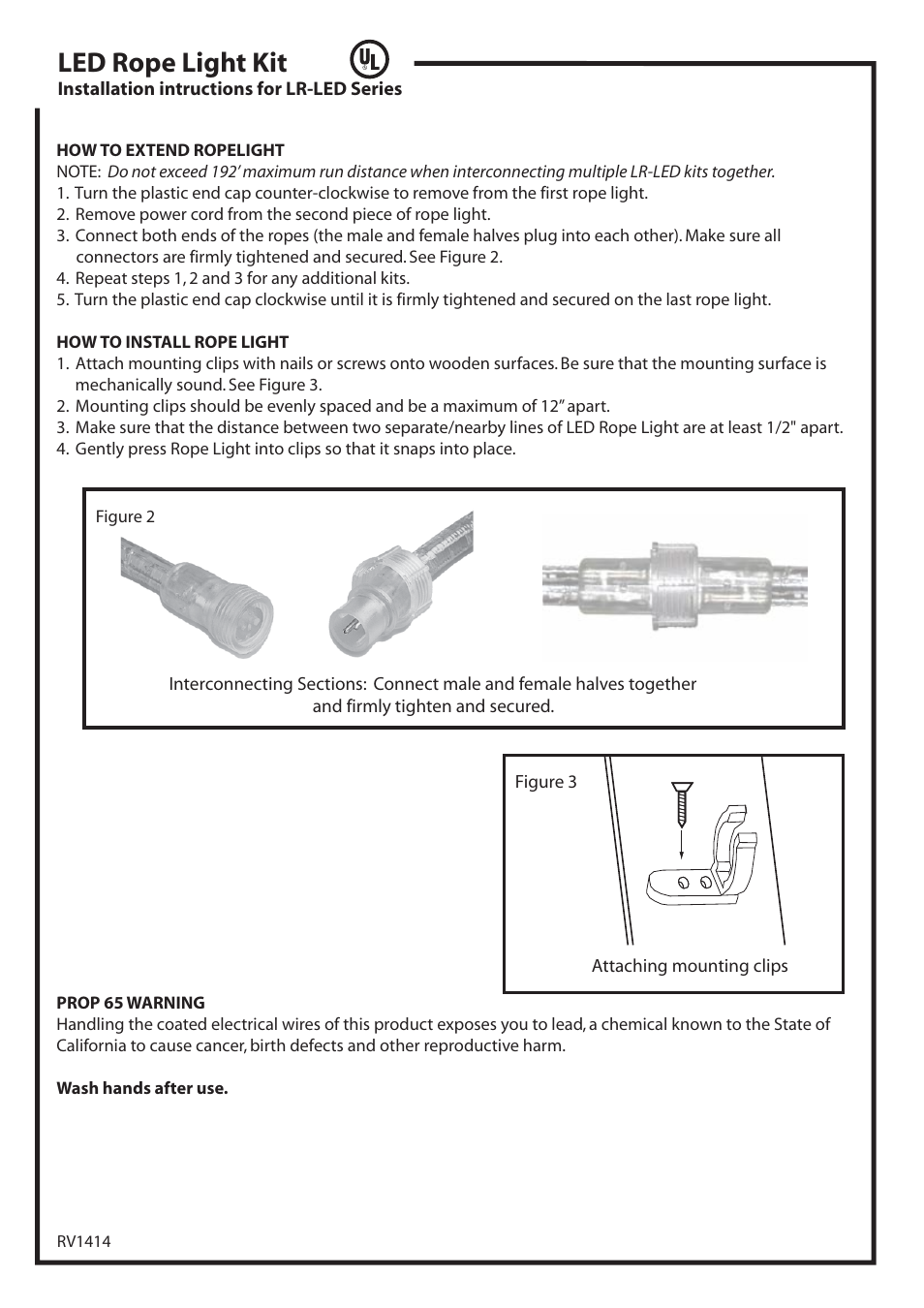 Led rope light kit | American Lighting LR-LED Series User Manual | Page 2 / 2