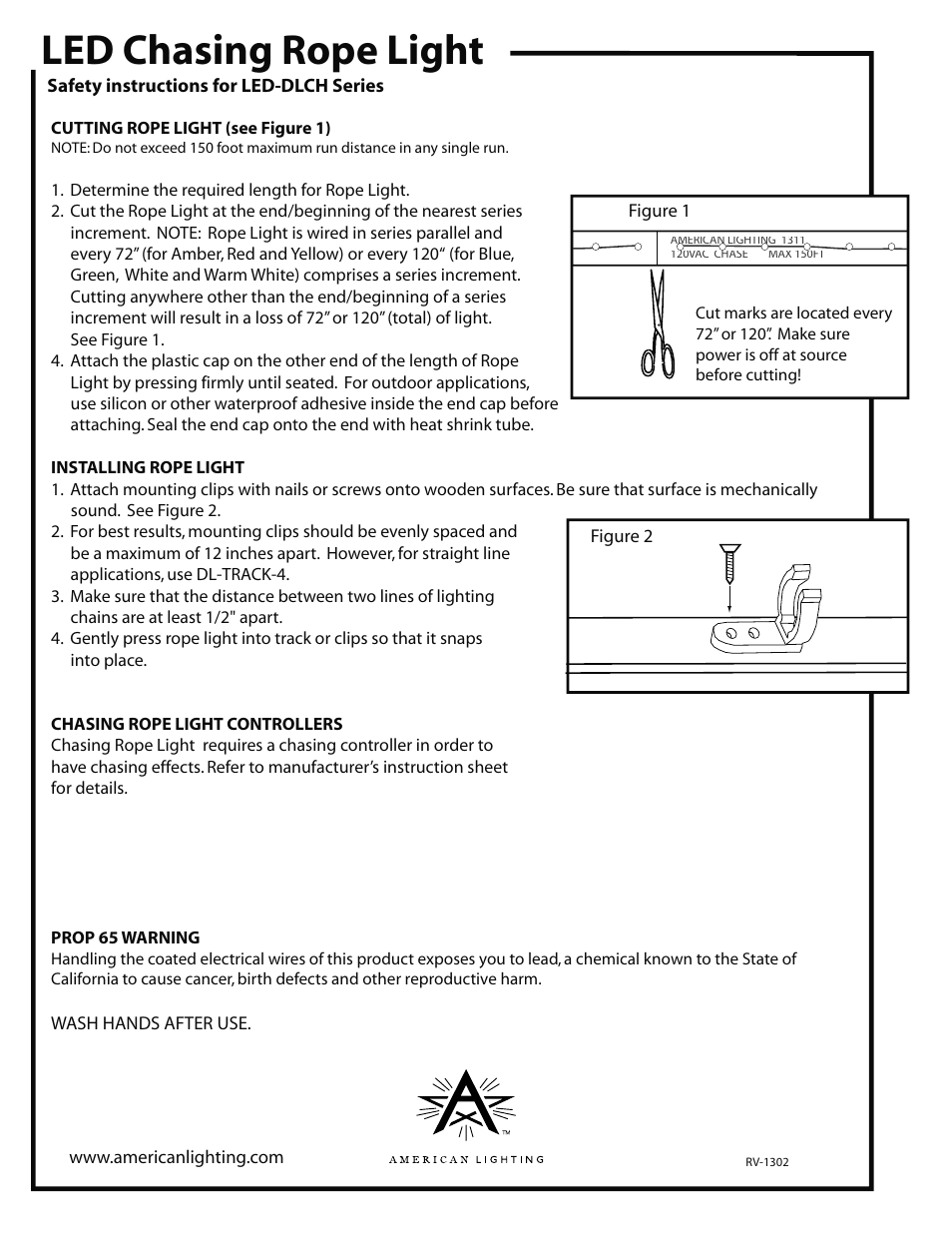 Led chasing rope light | American Lighting LED-DLCH Series User Manual | Page 2 / 2