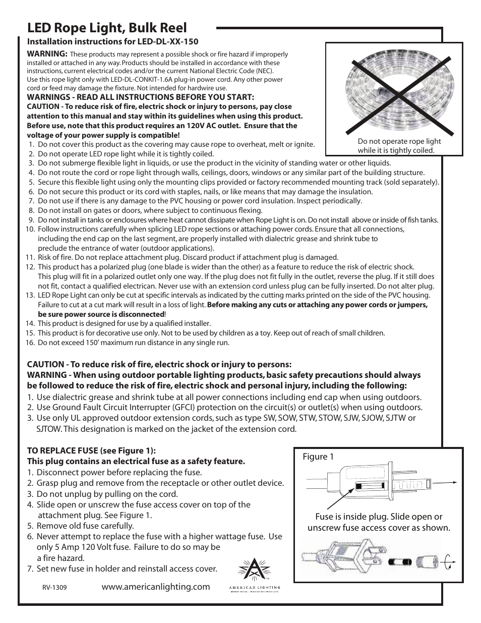 American Lighting LED-DL-XX-150 User Manual | 1 page