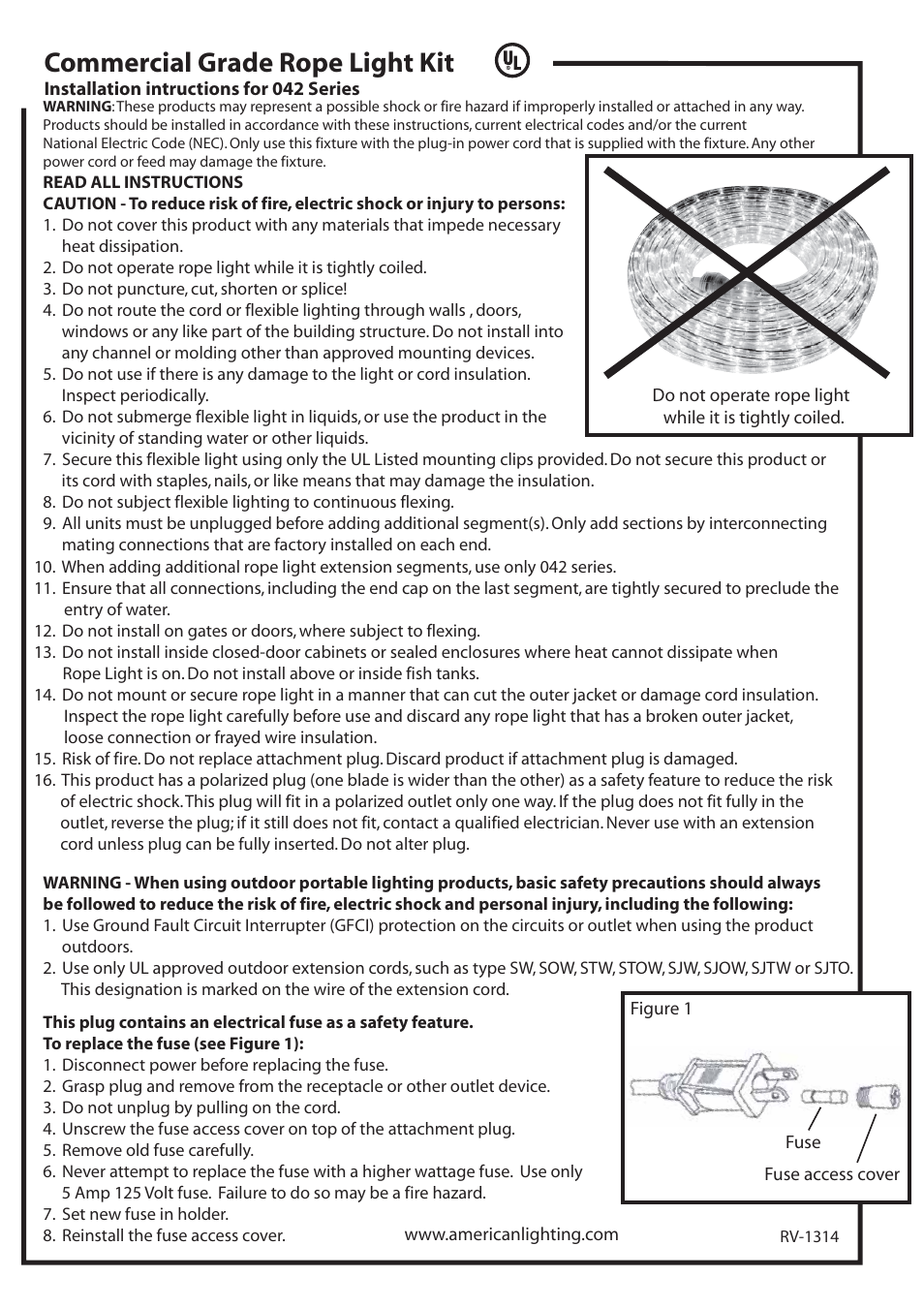 American Lighting 042 Series User Manual | 2 pages