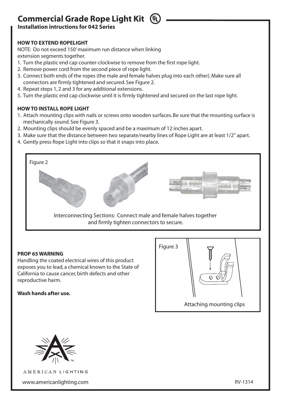 Commercial grade rope light kit | American Lighting 042 Series User Manual | Page 2 / 2