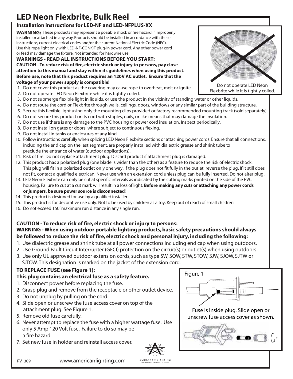 American Lighting LED-NFPLUS-XX User Manual | 2 pages