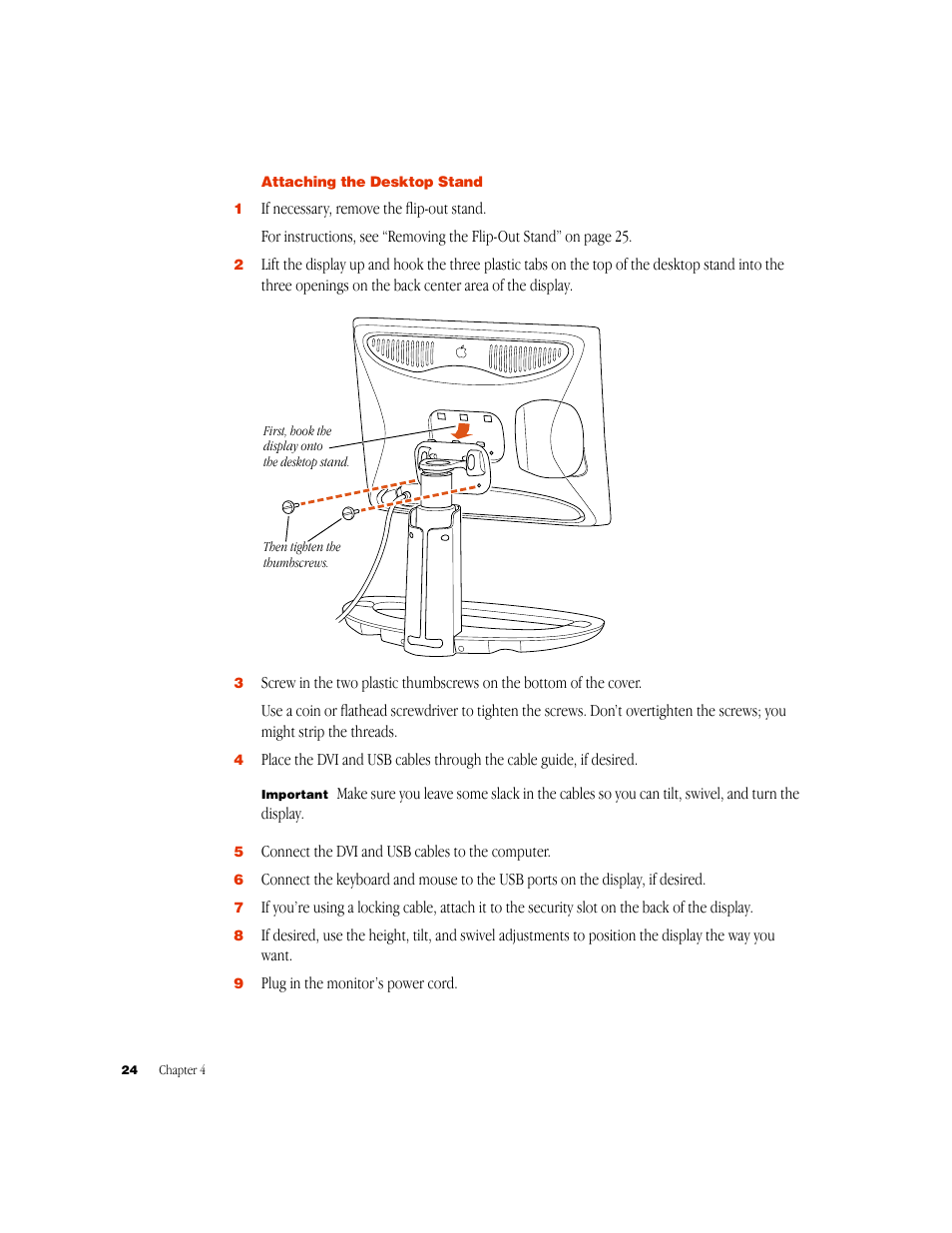 Attaching the desktop stand | Apple Studio Display 15-inch flat panel monitor User Manual | Page 24 / 38