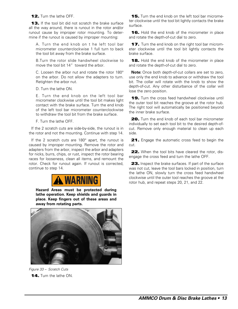 Warning | AMMCO 7700 Drum and Disc Brake lathe User Manual | Page 17 / 20