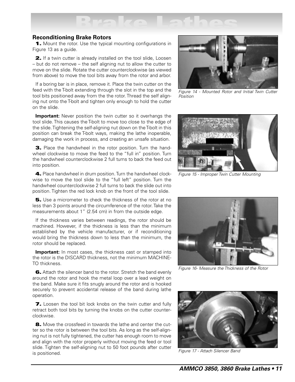 Brake lathes | AMMCO 3860 Drum & Disc Brake Lathe User Manual | Page 17 / 24