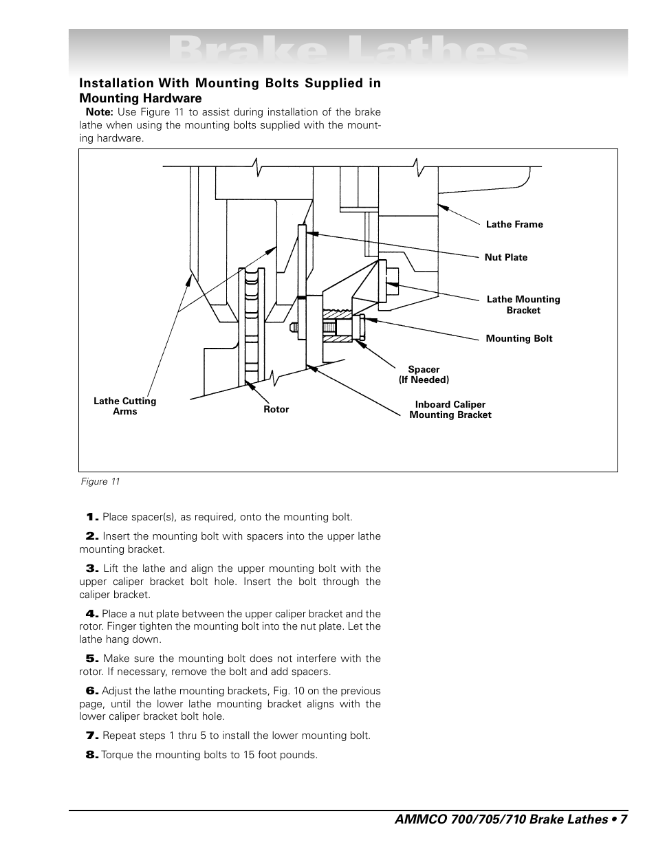 Brake lathes | AMMCO 700 Vehicle Brake Lathe User Manual | Page 13 / 24