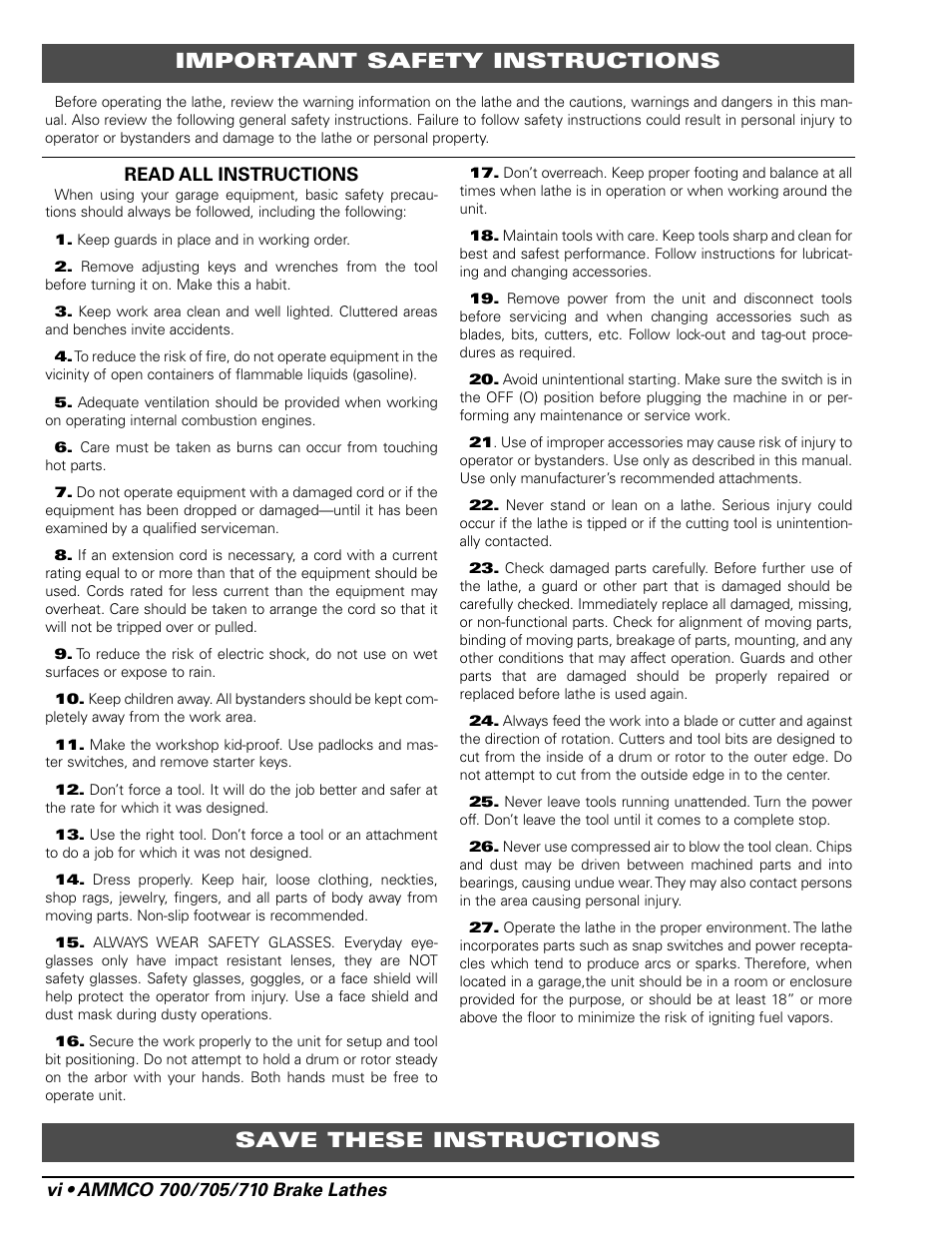 AMMCO 700 Vehicle Brake Lathe User Manual | Page 6 / 24