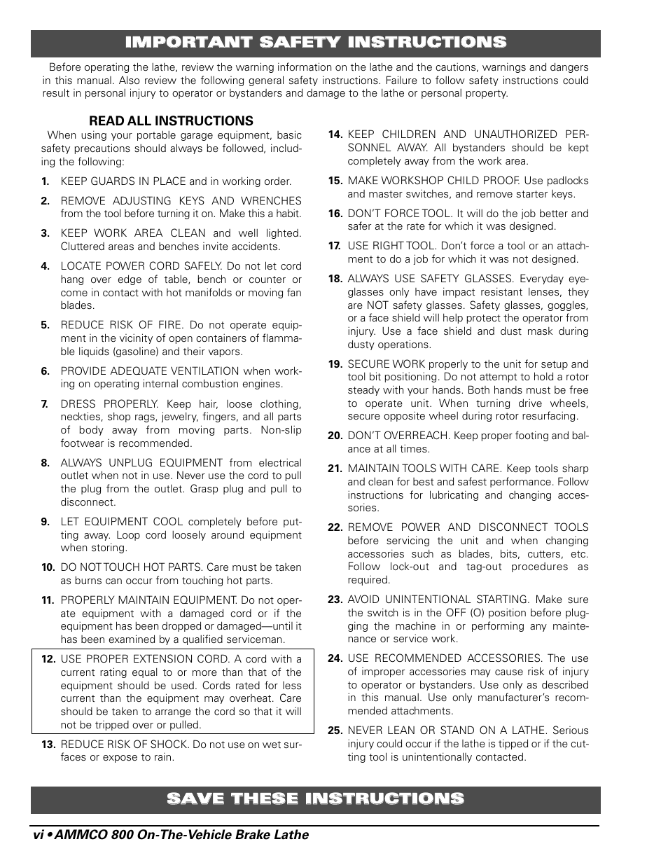 AMMCO 800 On-The-Vehicle Brake Lathe User Manual | Page 6 / 28
