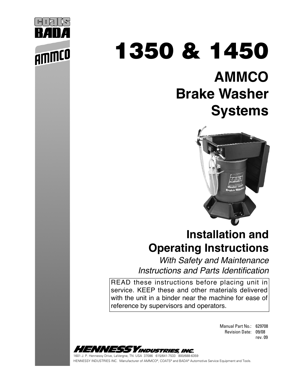 AMMCO 1350 Brake Washer Systems User Manual | 12 pages