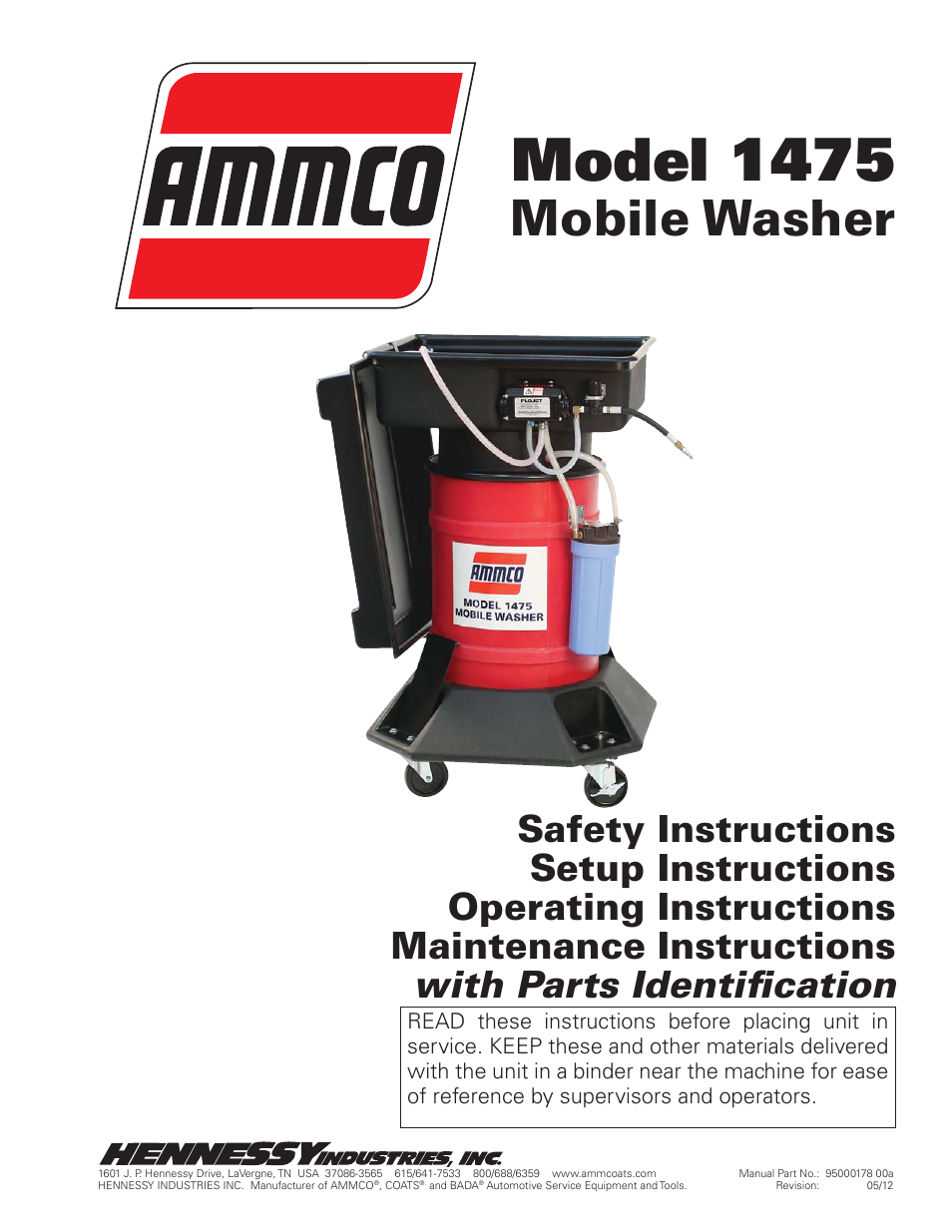 AMMCO 1475 Mobile Washer User Manual | 8 pages