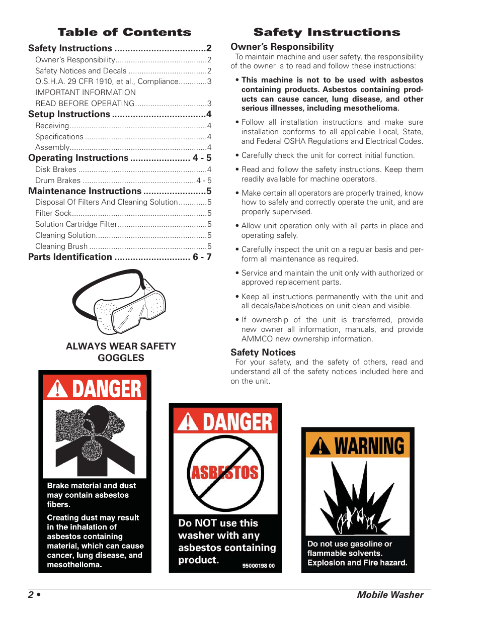 AMMCO 1475 Mobile Washer User Manual | Page 2 / 8