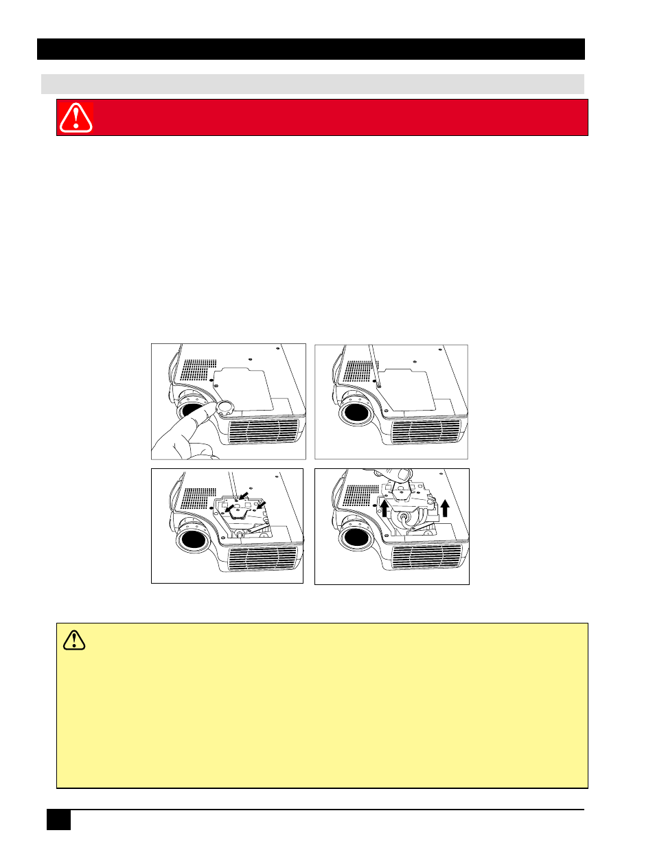 Lamp replacement, Warning, Caution | Maintenance | 3M MP7730 User Manual | Page 30 / 40