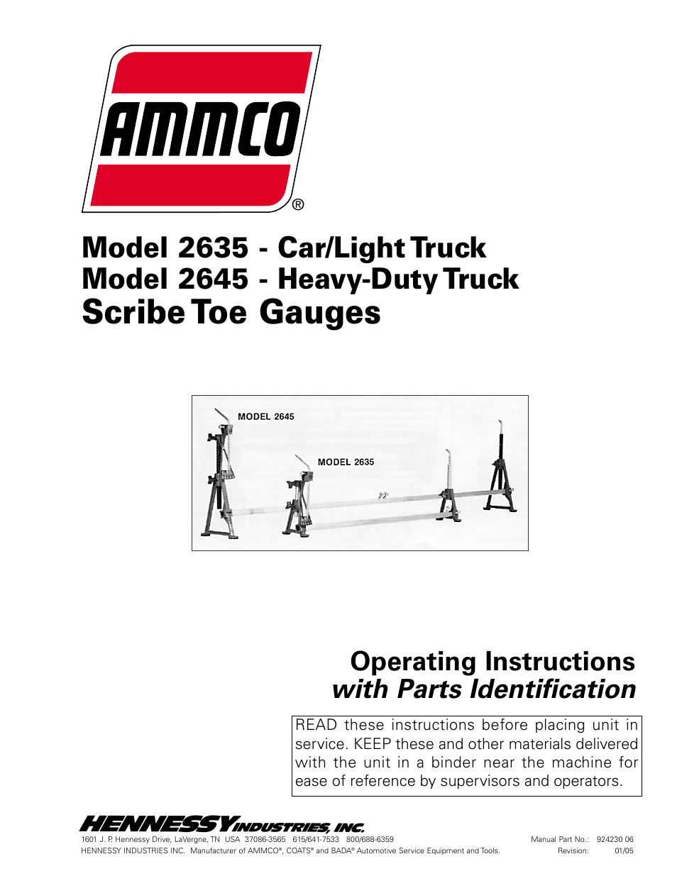 AMMCO 2645 Scribe Toe Gauges User Manual | 4 pages