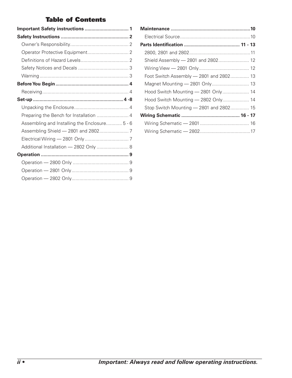 AMMCO 2800, 2801 Environmental Lathe-Enclosure User Manual | Page 2 / 20