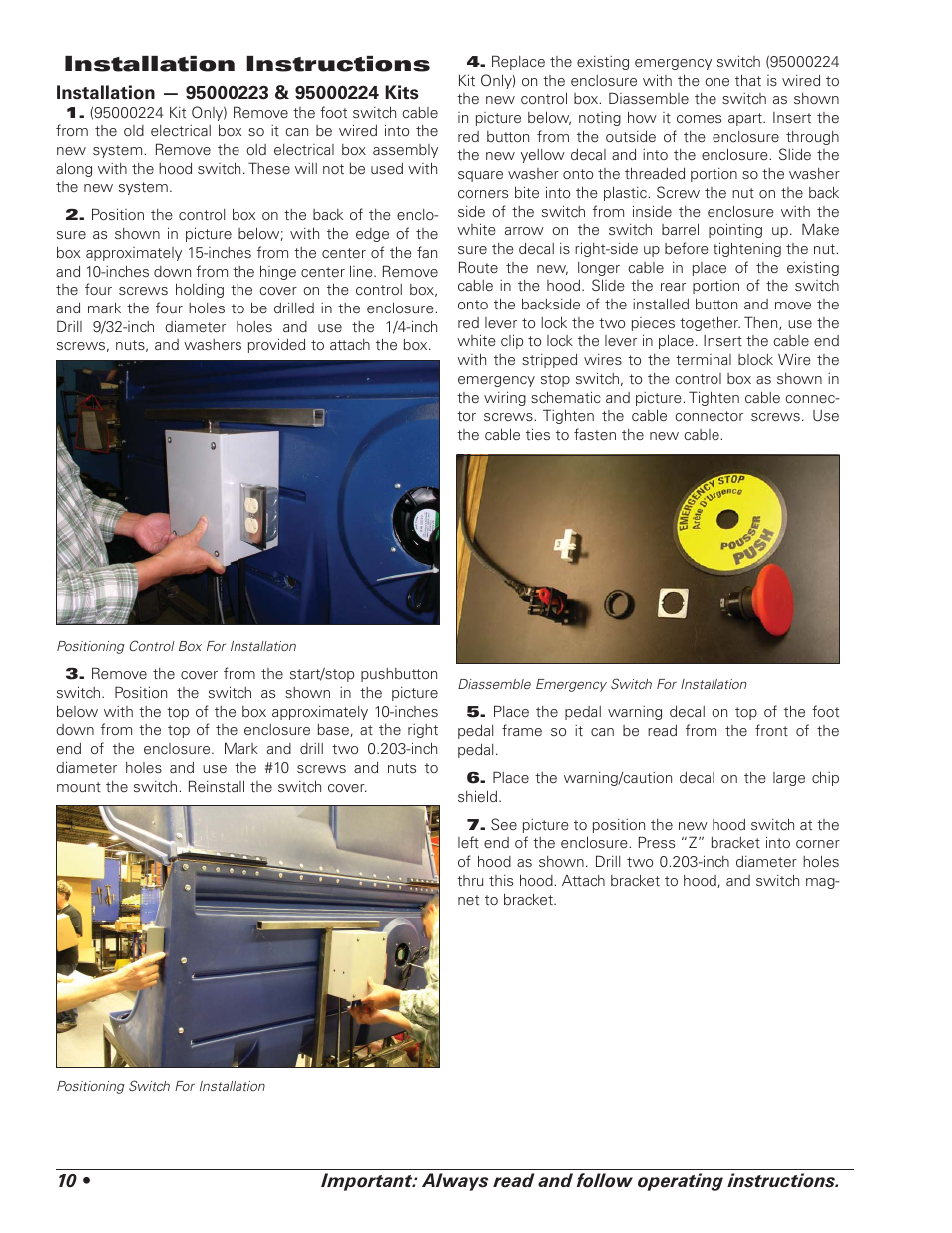 Installation instructions | AMMCO 40111 Environmental Lathe Enclosure Conversion Kit User Manual | Page 10 / 12