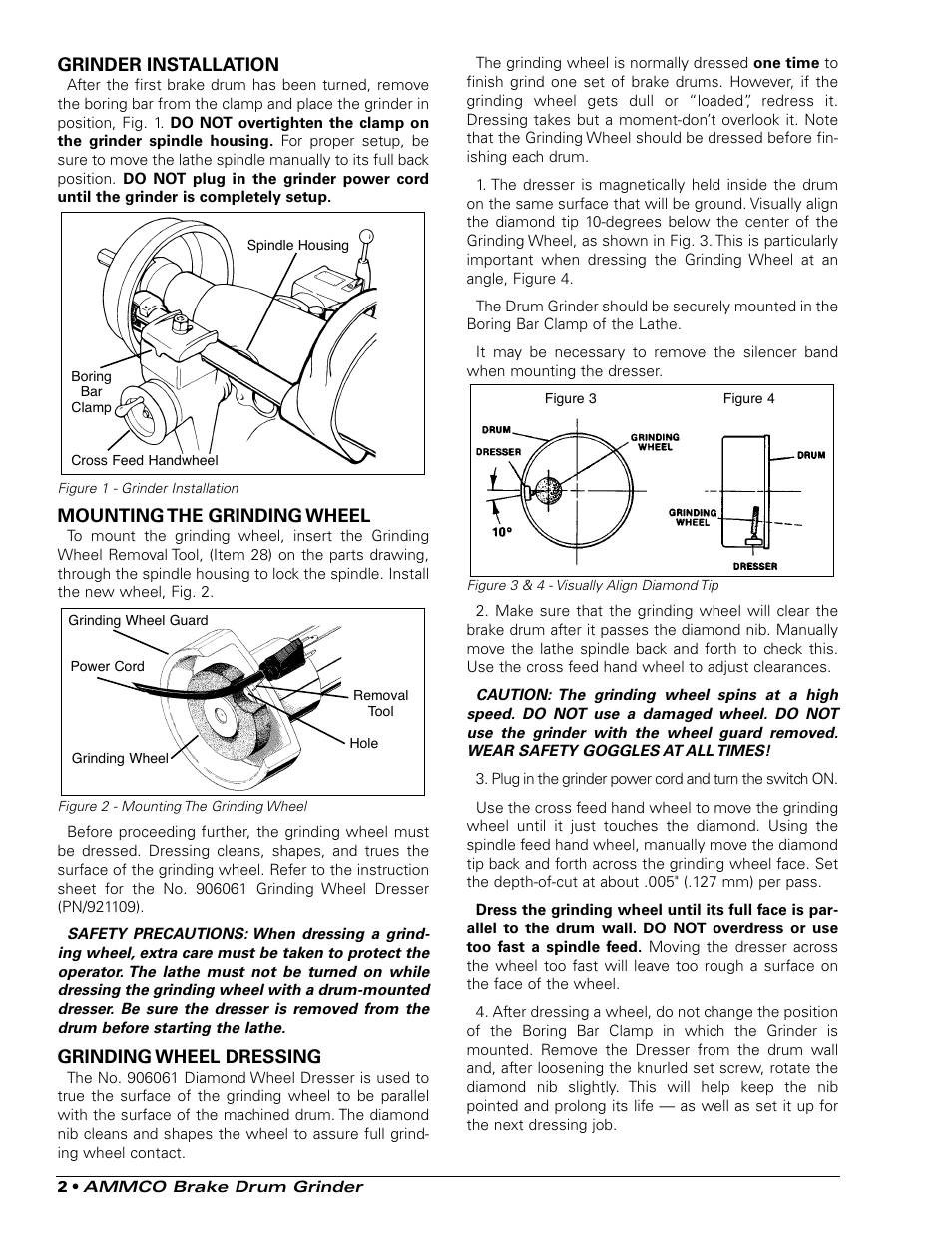 AMMCO 4850 Brake Drum Grinder User Manual | Page 2 / 4