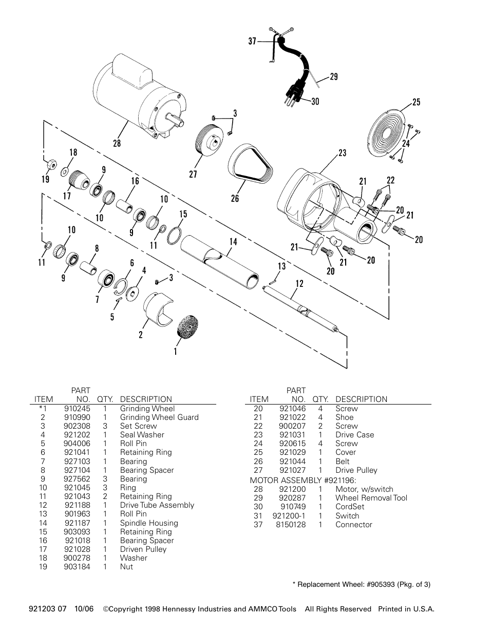 AMMCO 4850 Brake Drum Grinder User Manual | Page 4 / 4