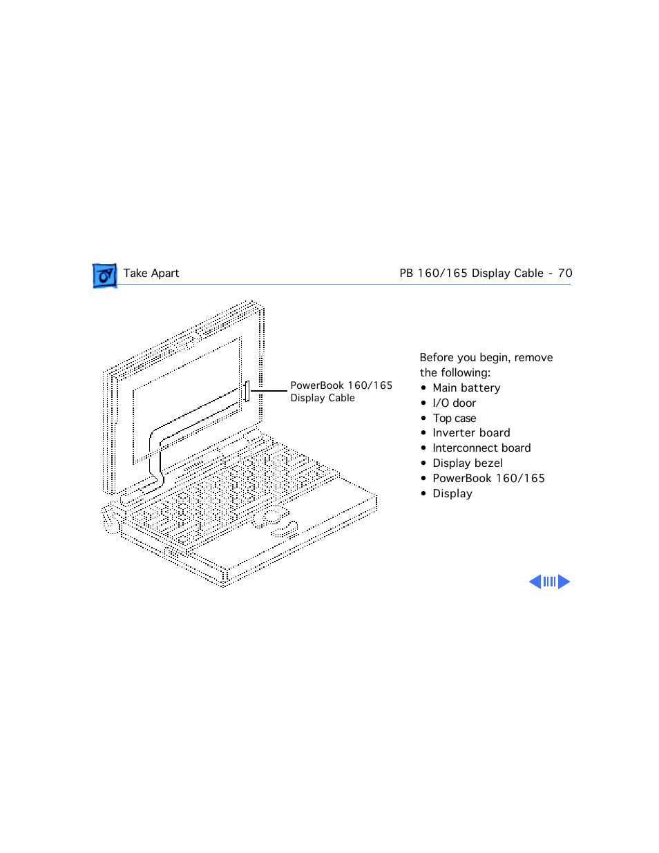 Pb 160/165 display cable | Apple PowerBook 165 User Manual | Page 130 / 149