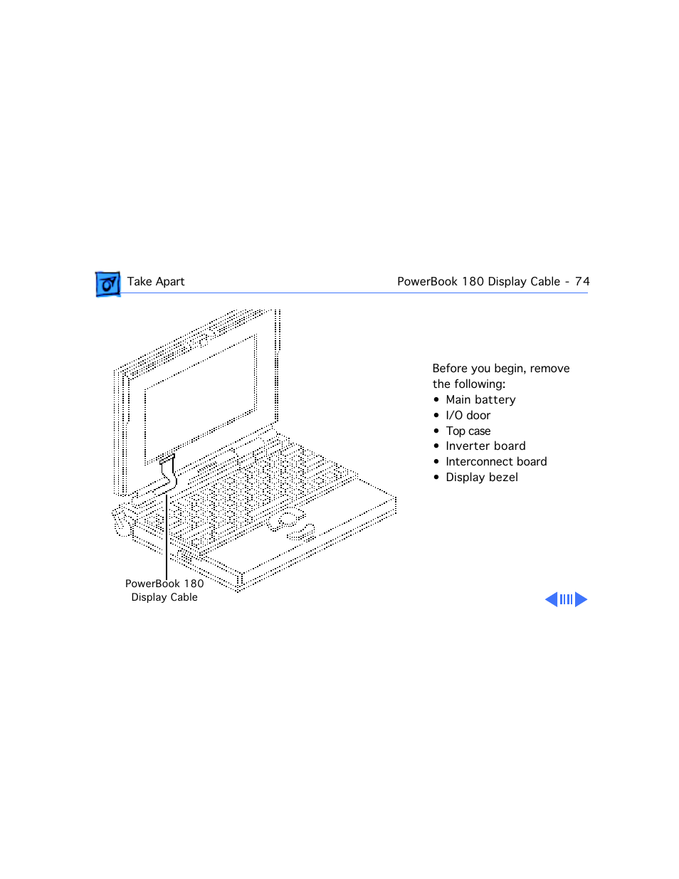 Powerbook 180 display cable | Apple PowerBook 165 User Manual | Page 134 / 149