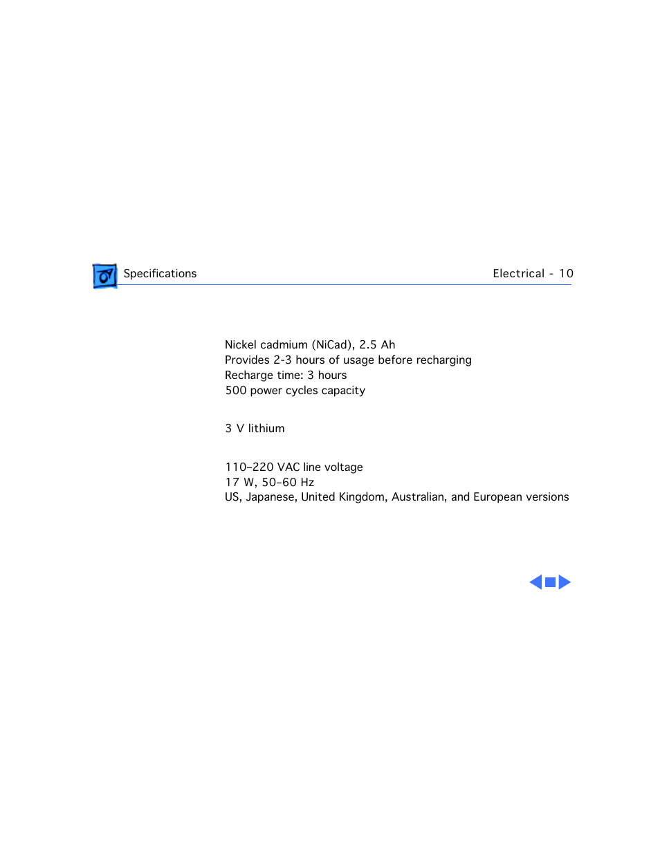 Electrical | Apple PowerBook 165 User Manual | Page 19 / 149