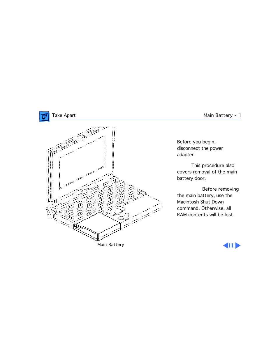 Main battery | Apple PowerBook 165 User Manual | Page 61 / 149