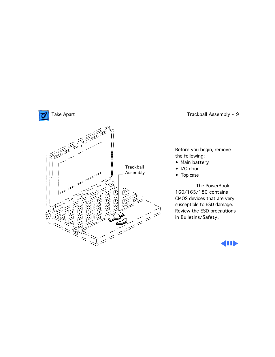 Trackball assembly | Apple PowerBook 165 User Manual | Page 69 / 149