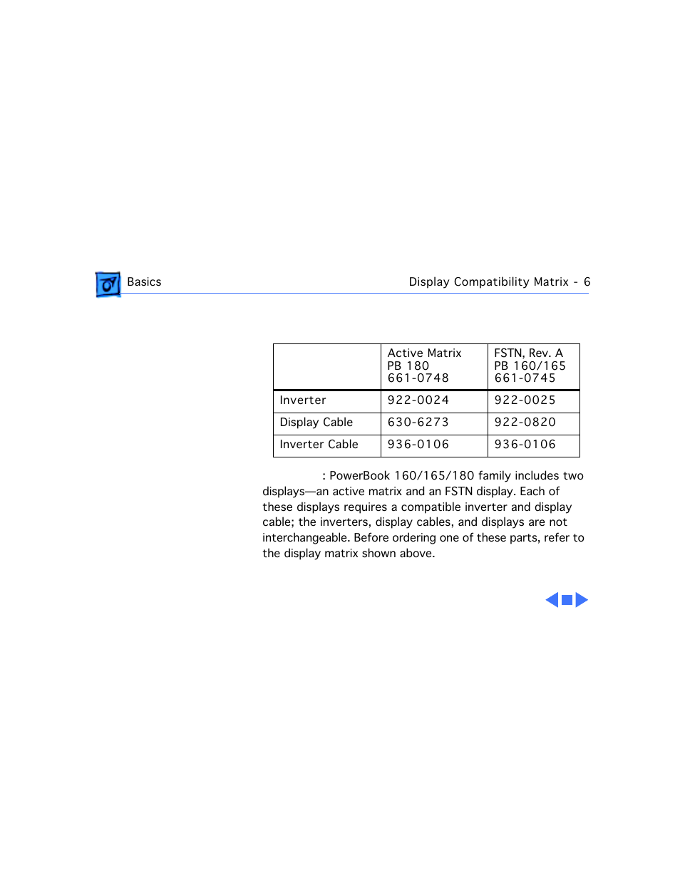 Display compatibility matrix | Apple PowerBook 165 User Manual | Page 8 / 149