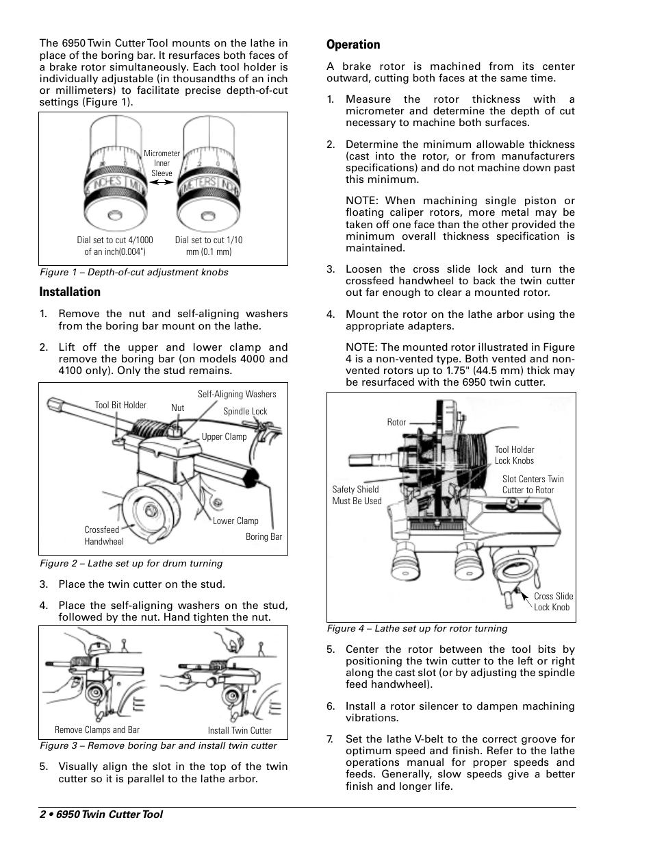 Installation, Operation | AMMCO 6950 Twin Cutter Tool User Manual | Page 2 / 4