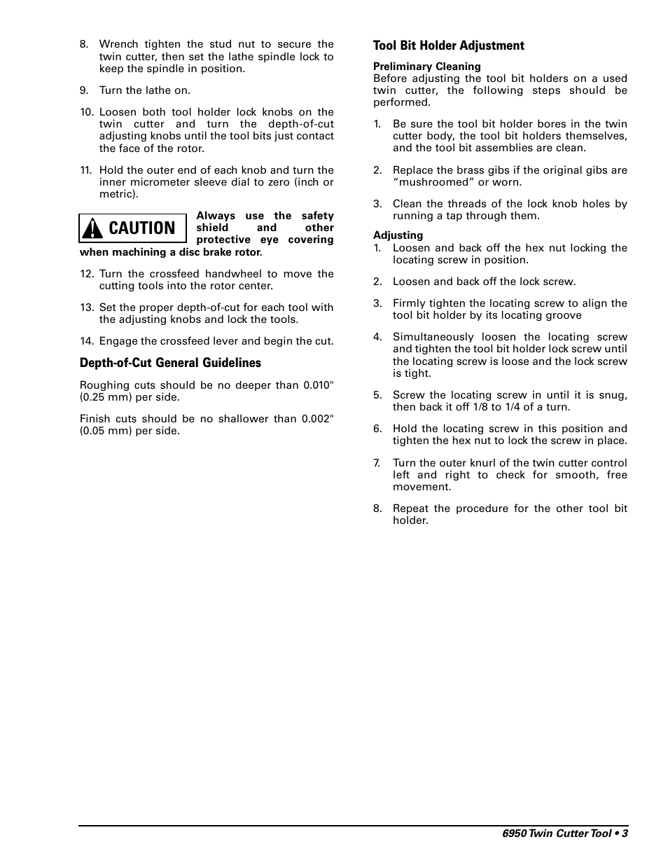 Caution | AMMCO 6950 Twin Cutter Tool User Manual | Page 3 / 4