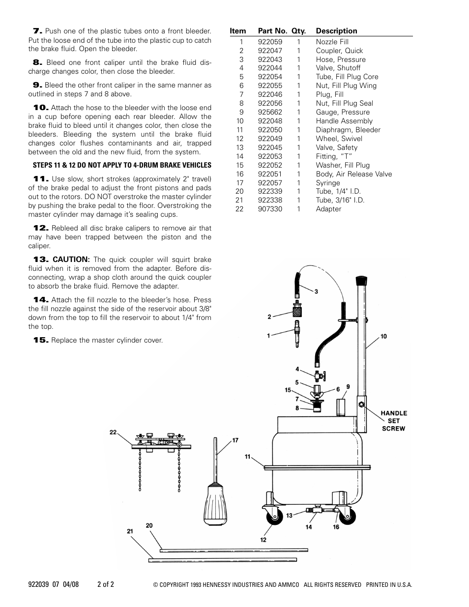 AMMCO 7300 Brake Bleeder User Manual | Page 2 / 2