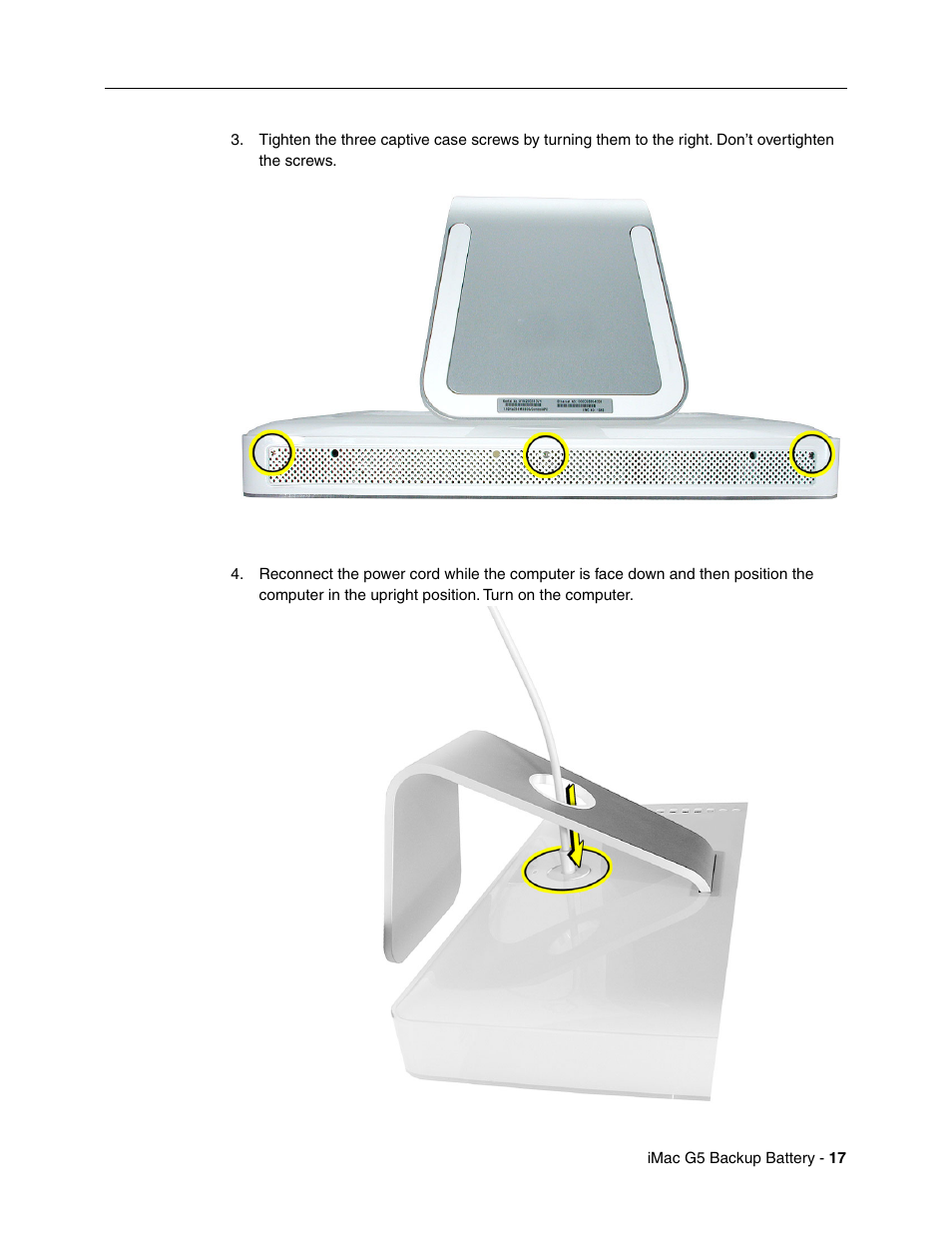 Apple iMac G5, 17-inch/20-inch (Backup Battery Replacement) User Manual | Page 17 / 18