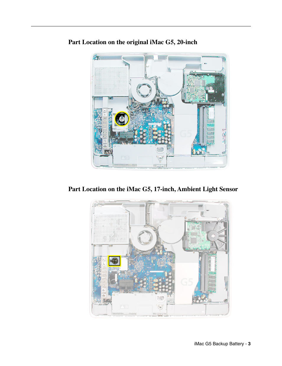 Apple iMac G5, 17-inch/20-inch (Backup Battery Replacement) User Manual | Page 3 / 18