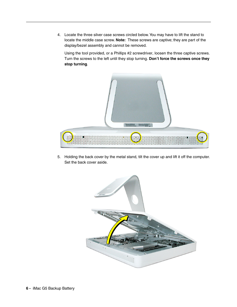 Apple iMac G5, 17-inch/20-inch (Backup Battery Replacement) User Manual | Page 6 / 18