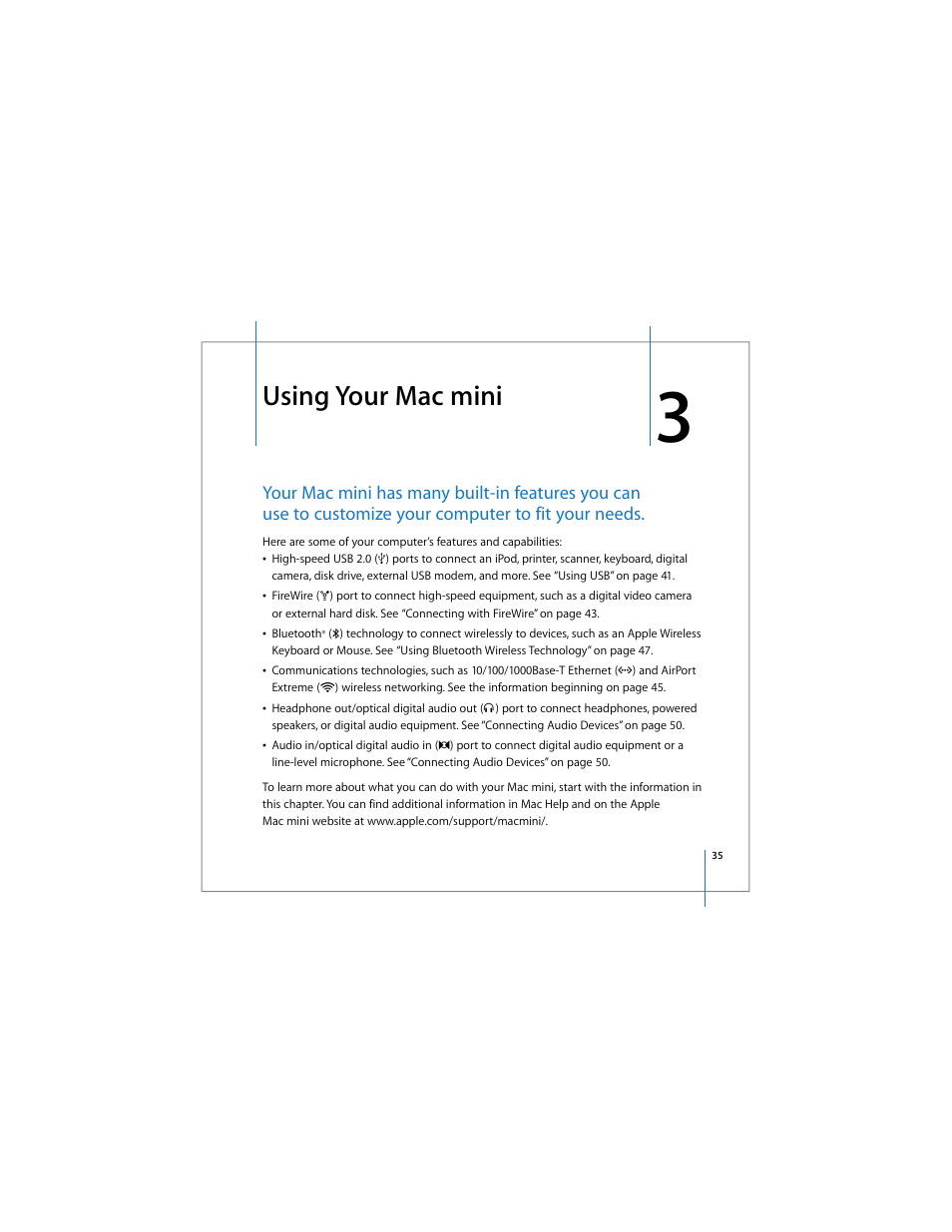 Using your mac mini | Apple Mac mini User Manual | Page 35 / 96