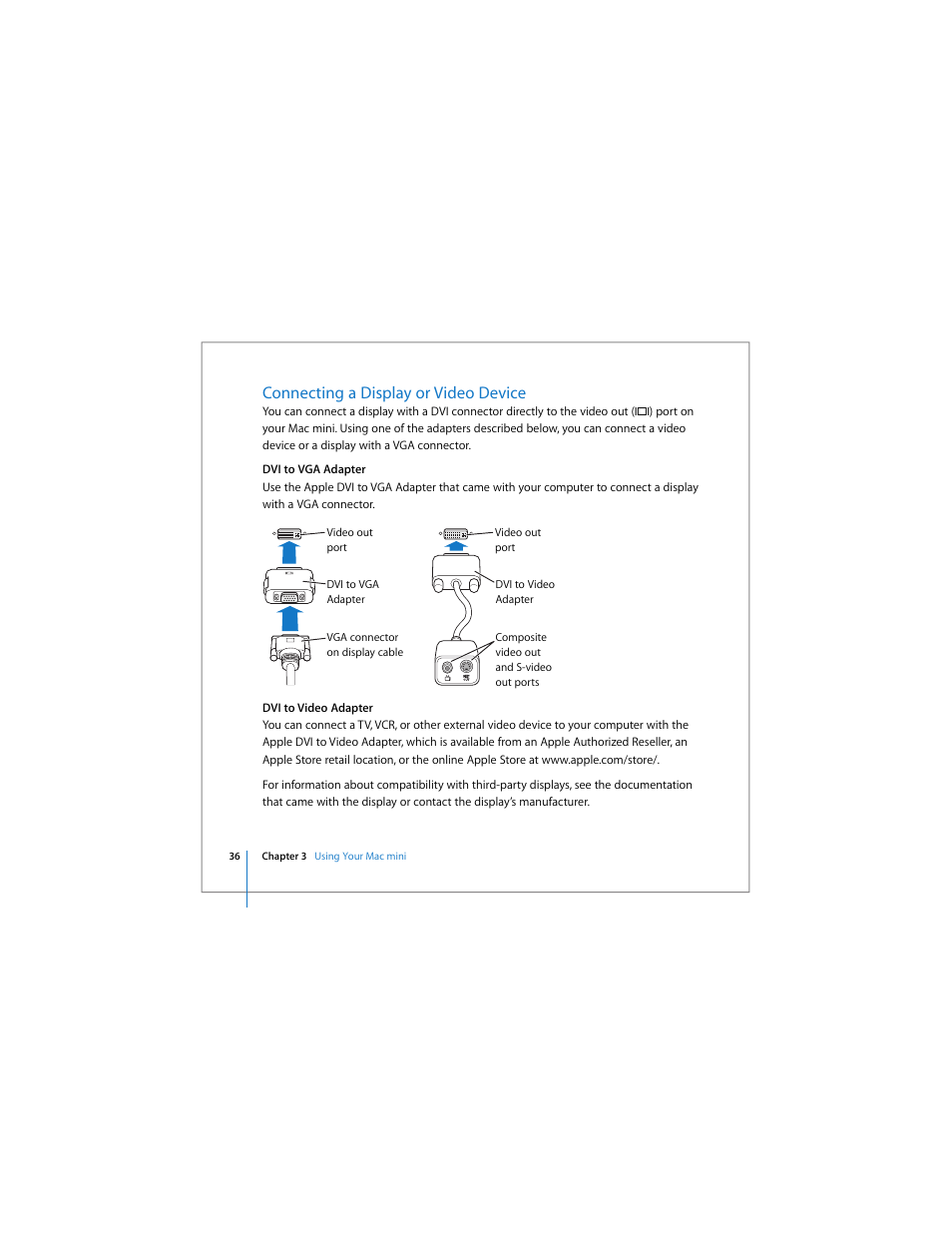 Connecting a display or video device | Apple Mac mini User Manual | Page 36 / 96