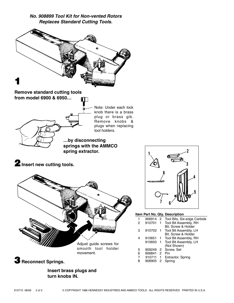 AMMCO 8899 Tool Kit for Non-vented Rotors User Manual | Page 2 / 2