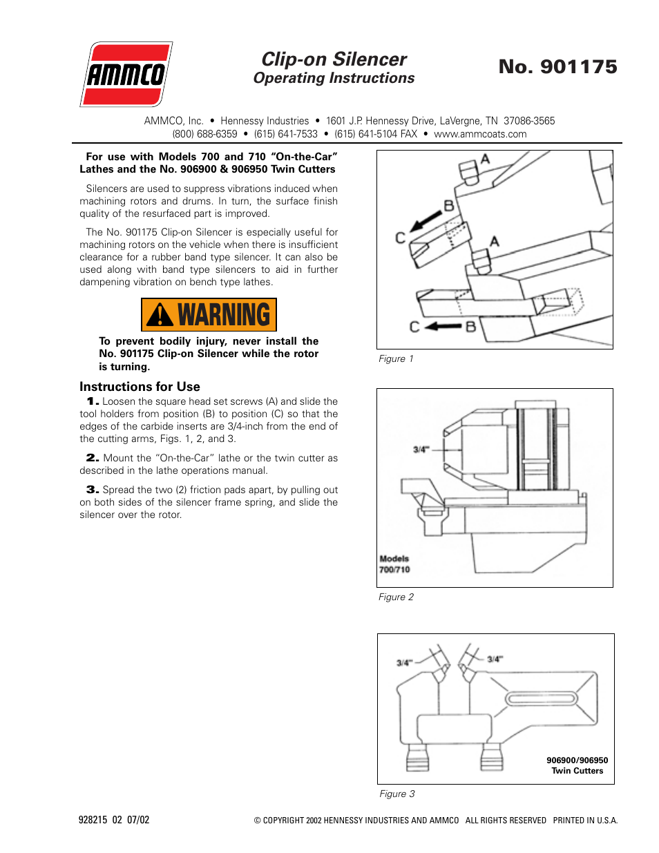 AMMCO 901175 Clip-on Silencer User Manual | 2 pages