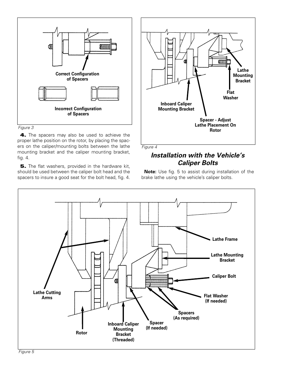 Installation with the vehicle’s caliper bolts | AMMCO 927581 Mounting Hardware for the On the Car Lathe User Manual | Page 2 / 4