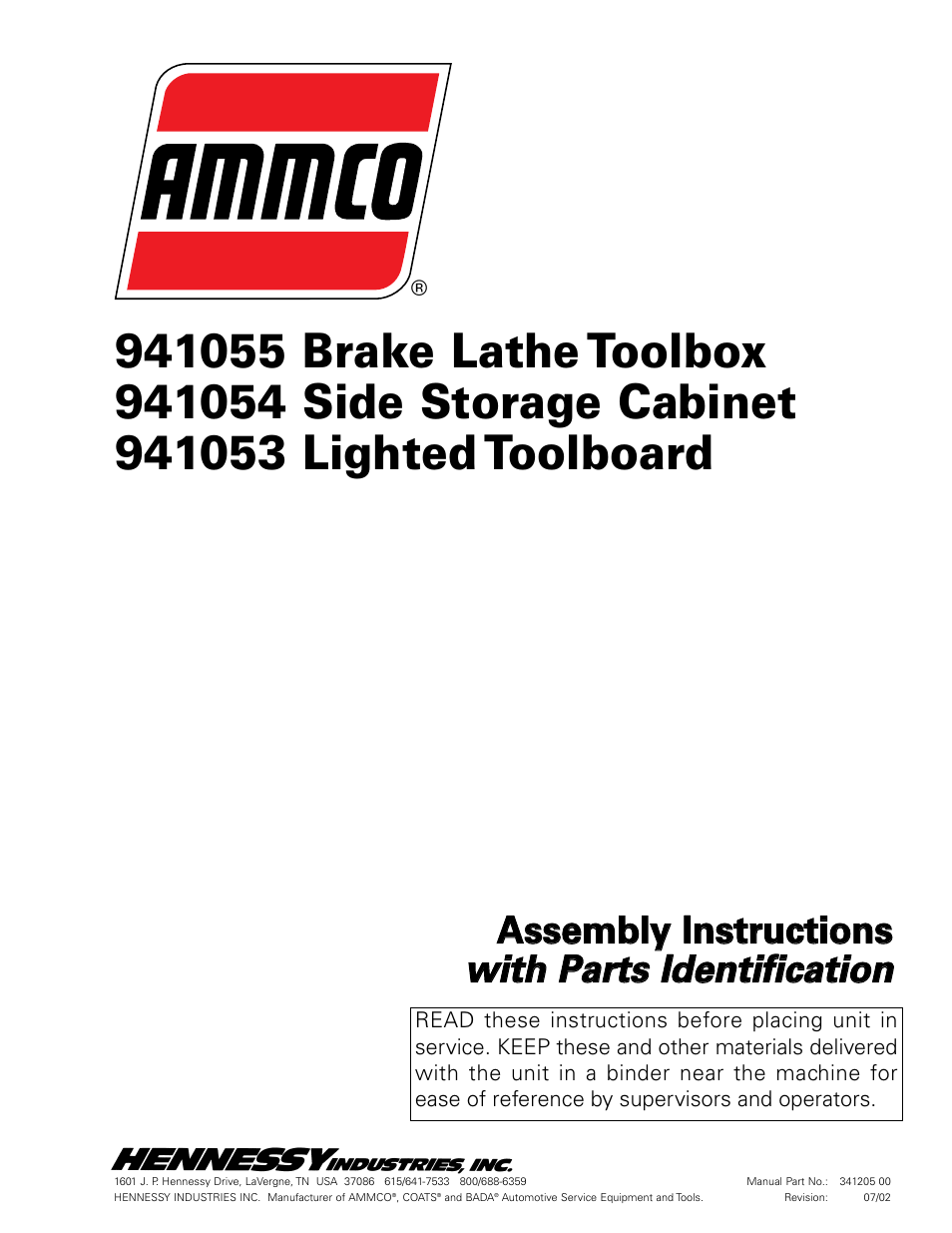 AMMCO 941053 Assembly User Manual | 4 pages