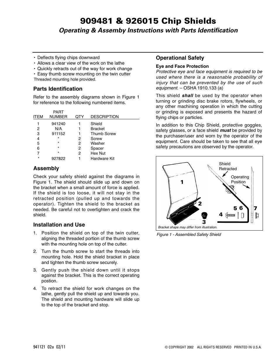 AMMCO 26015 Chip Shields User Manual | 1 page